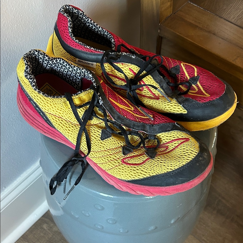 Brooks Vibrant Red and Yellow Athletic Shoes